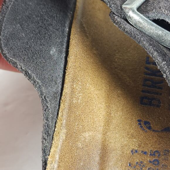 BIRKENSTOCK Arizona EU41 L10 M8 Suede Midnight Blue Soft Footbed Slide Sandals - Picture 12 of 16